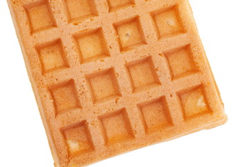 Close - up Delicious sweet waffle on white background .