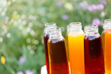 different bottles of juice