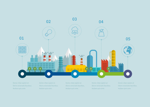 Industrial factory buildings illustration