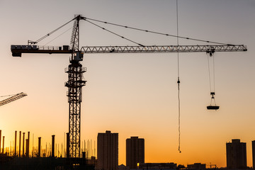 silhouette of construction site