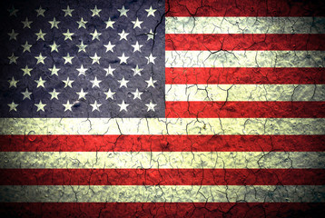 USA flag painted on grunge wall
