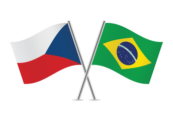 Czech and Brazilian flags. Vector illustration.