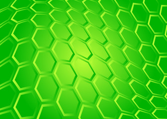 Tech background of transparent hexagon on green screen