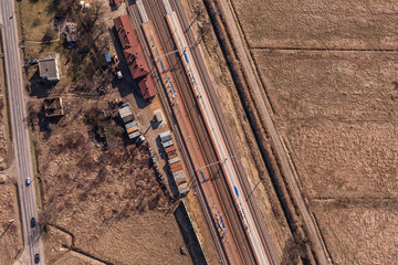 aerial view of railway station