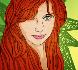 Portrait of red-haired girl graphics - 80069259
