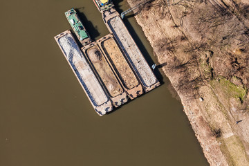 aerial view of a barge