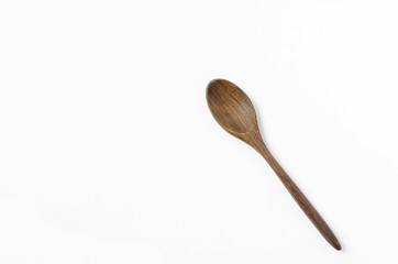 wooden coffee spoon isolated on white background