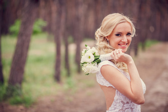 beautiful bride with a bouquet