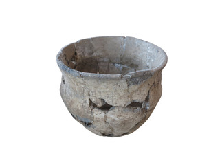 prehistoric pottery isolated over white