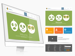 Creative website template layout with desktop.