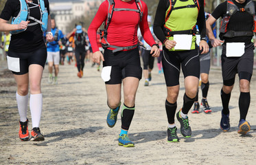 Naklejka premium many runners during a race outdoors