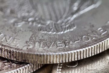 Close view of a silver dollar