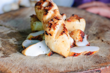 fresh squid barbeque grilled