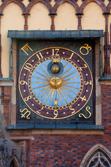 Naklejka premium Sundial, architectural detaill in Wroclaw, Poland.