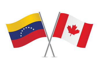 Canadian and Venezuela flags. Vector illustration.