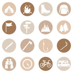 Vector Set of Hiking and Camping icons