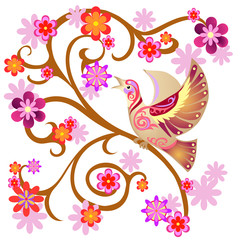 bird on a flowering branch