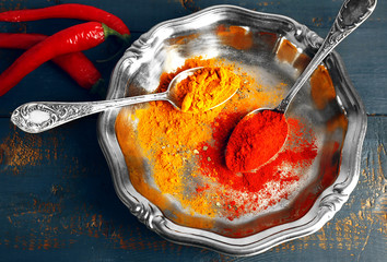Carry and paprika with chili pepper