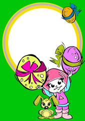 Easter: happy chid with bunny