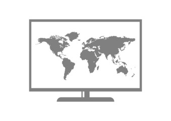 Grey TV icon on white background