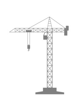 Grey Tower Crane Icon On White Background