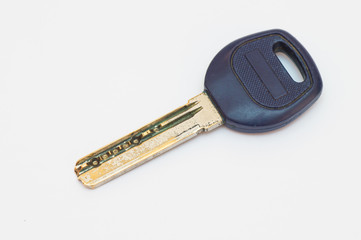 Used door key in upper view