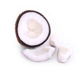 Cracked coconut isolated on white