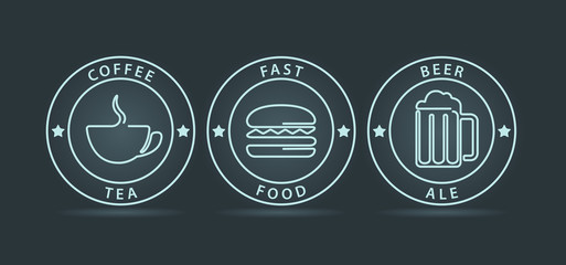 Vector set of neon outline style icons