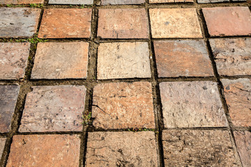 Floor tile with brick