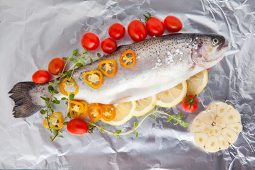 raw fish with vegetables
