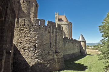 Fototapeta na wymiar Stone wall of an ancient castle in France