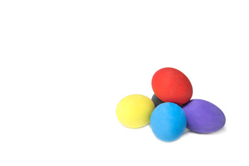 Colorful handmade easter eggs isolated on a white