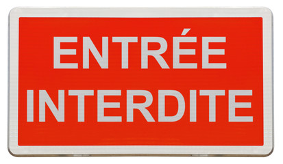 panneau rectangulaire entrée interdite