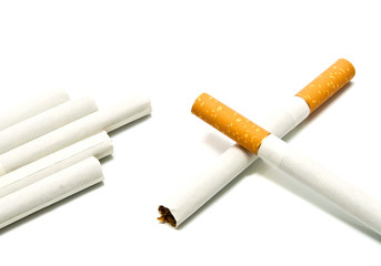 cigarettes with filter on white