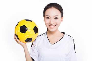 woman with soccer ball