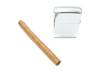 cigar and metal lighter