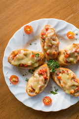 Fresh bruschetta with tomato and basil