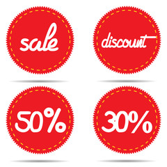 Labels sale discount -50 -30 vector illustration retro
