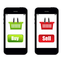 2 Phone Buy Sell vector illustration