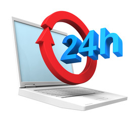 24 hours service sign. Computer generated 3D photo rendering.