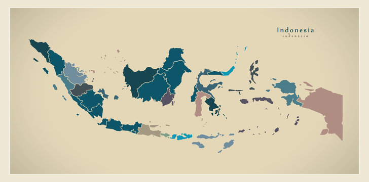 Modern Map - Indonesia with provinces ID