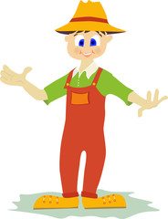 Illustration of isolated farmer character on white background.