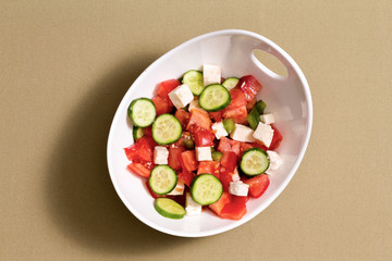 Simple fresh salad with feta cheese