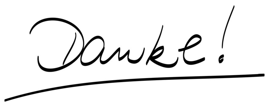 Danke!, handschriftlich, unterstrichen, Vektor, freigestellt