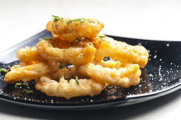 fried cuttlefish rings in batter