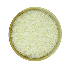 Rice on dish isolated white background