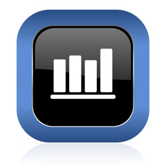 bar chart square glossy icon