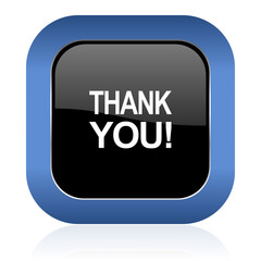 thank you square glossy icon