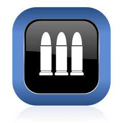 ammunition square glossy icon weapoon sign