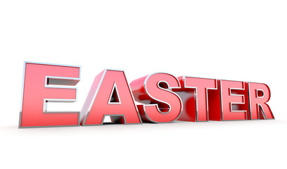 Fototapeta premium Red text of Easter Greetings on white background
